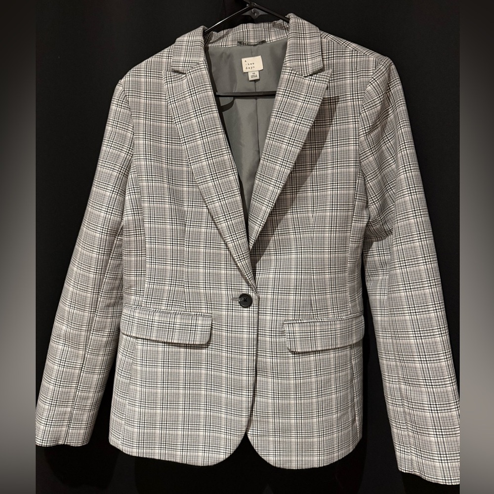 a new day Gray Plaid Single-Button Blazer